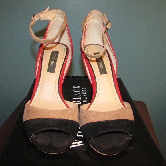 WHBM Suede Colorblock Heels - Picture 6 of 12